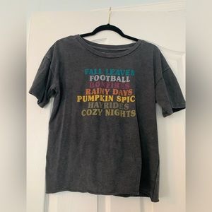 Dark Grey Fall Graphic T-Shirt